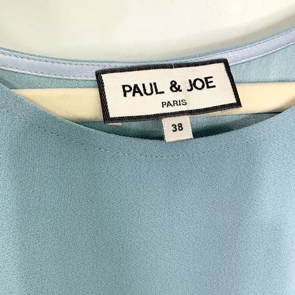 PAUL & JOE PARIS Blue‎ Crepe Off -Shoulder Shift Midi Dress Sz 38 - Picture 7 of 7